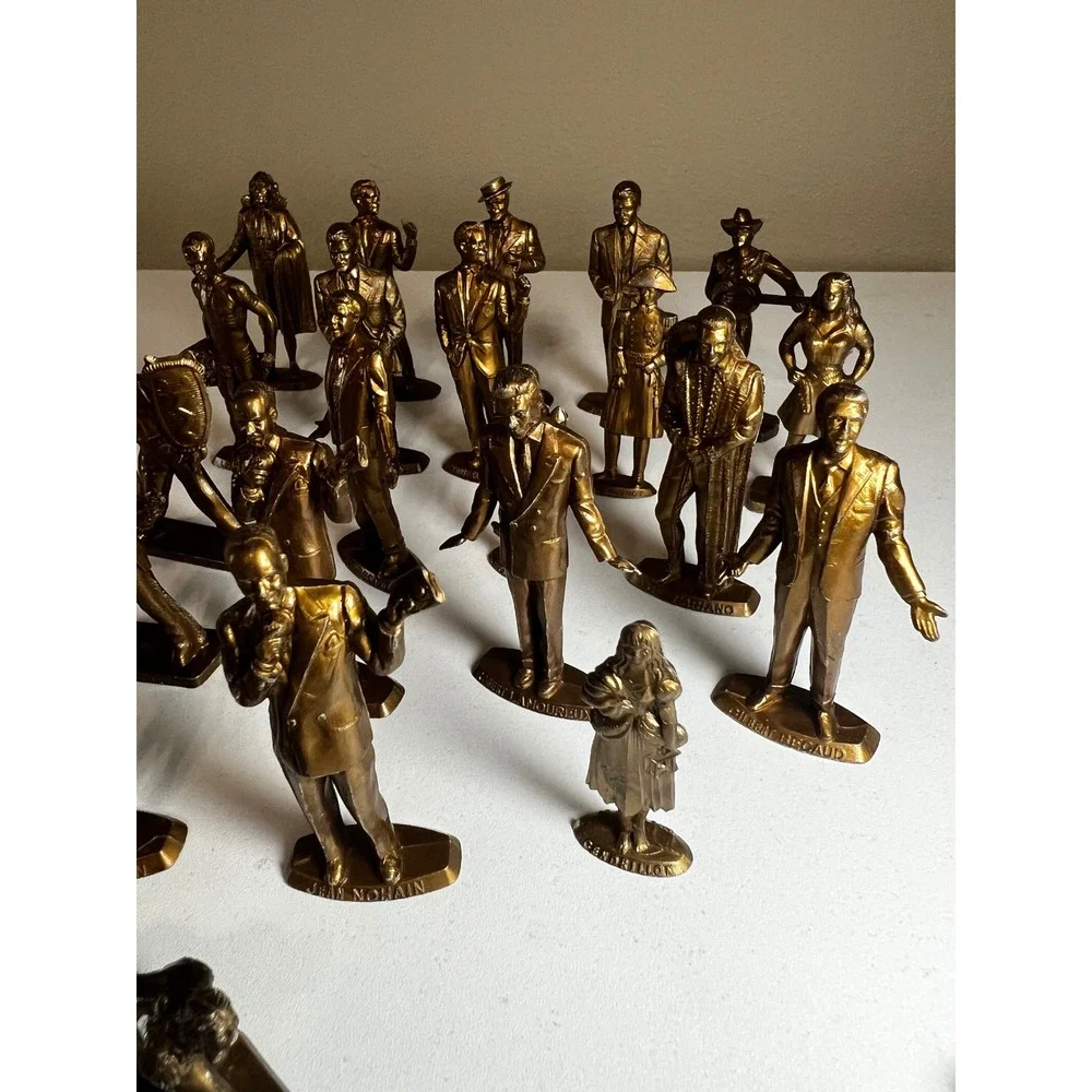 Vintage Mokalux Les Grandes Vedettes Lot 28 Gold French Celebrity Figures 1950s